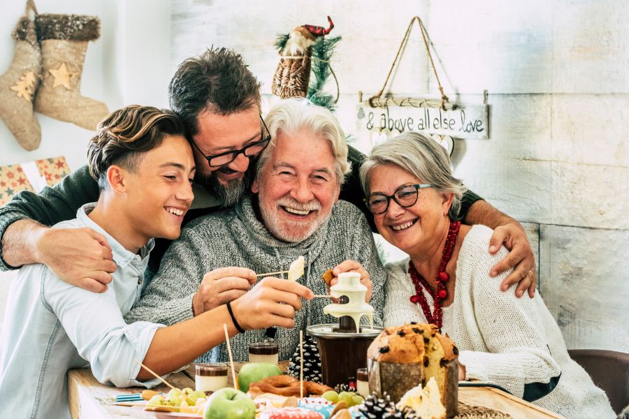happy family with grandparents