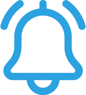 A blue icon of a notification bell
