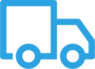 A blue icon of a delivery van