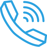 A blue icon of a phone