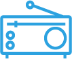 A blue icon of a radio