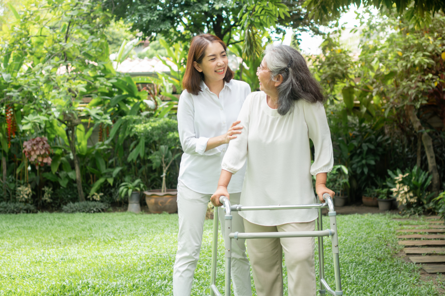 Elderly woman walking