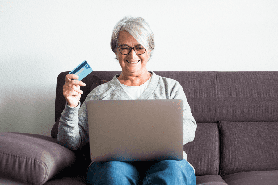 Elderly shopping online