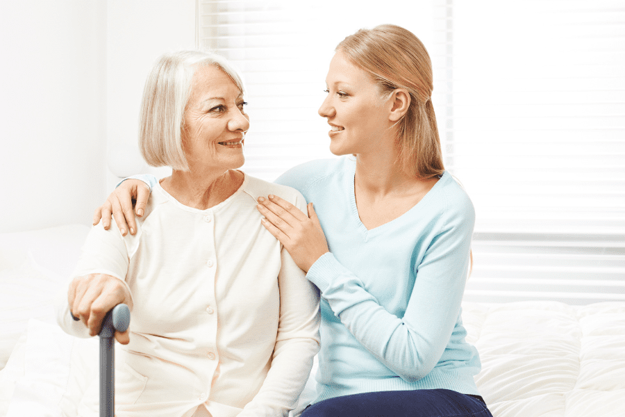 happy mother and daughter