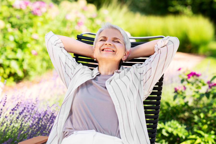 Relaxing elderly woman